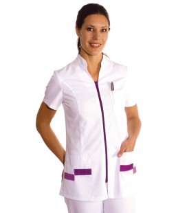 Comprar chaqueta de uniforme sanitario de color lila para comercios