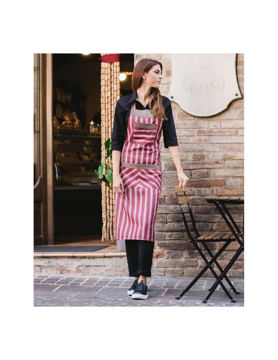 Delantal con peto Oregon burdeos