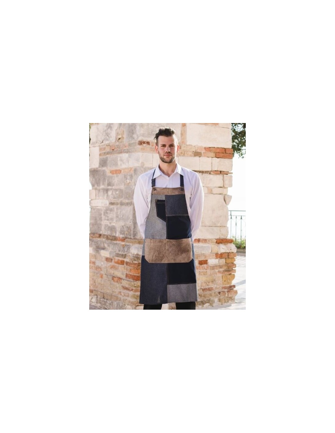 Delantal con peto California azul