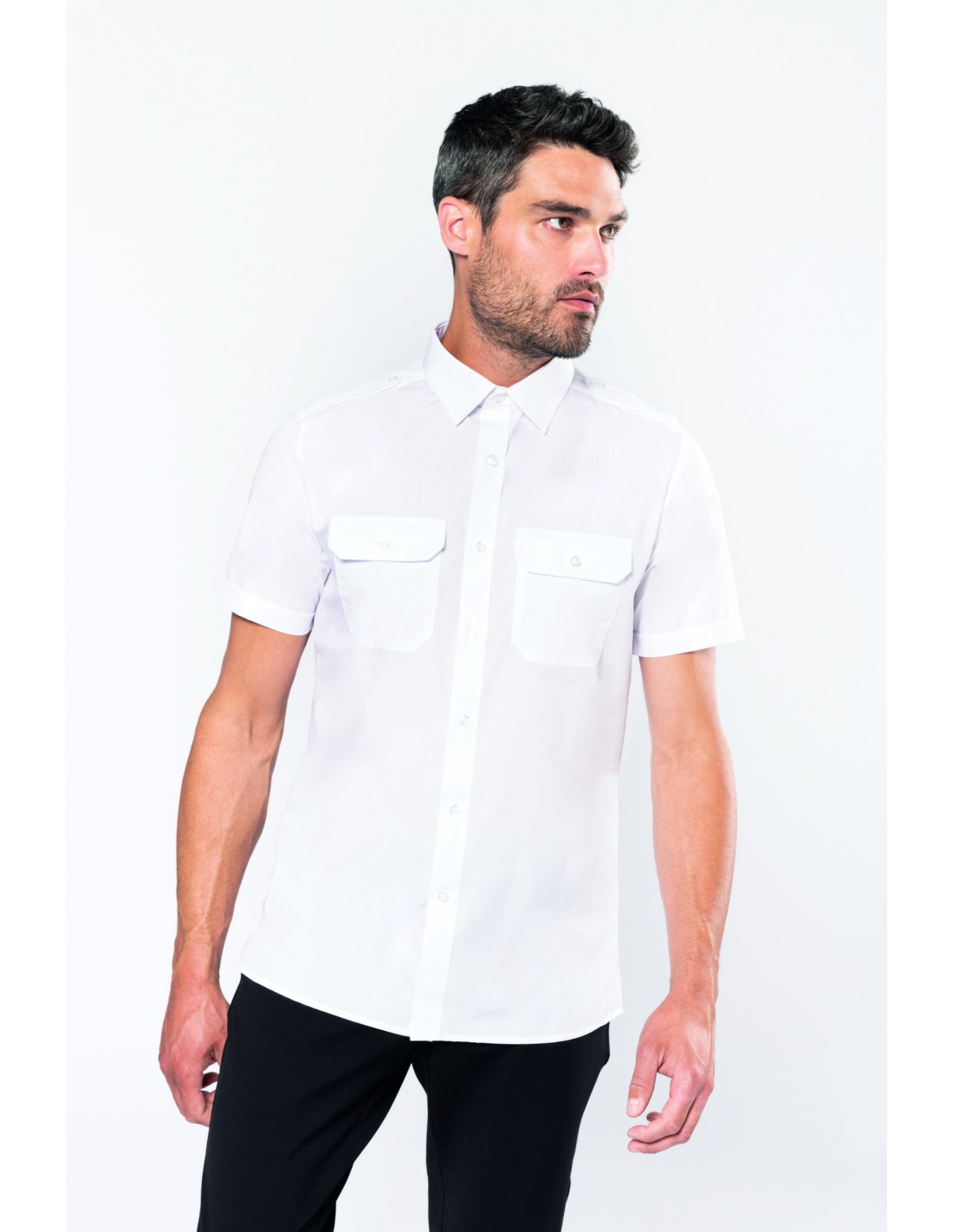 Camisa piloto de manga corta