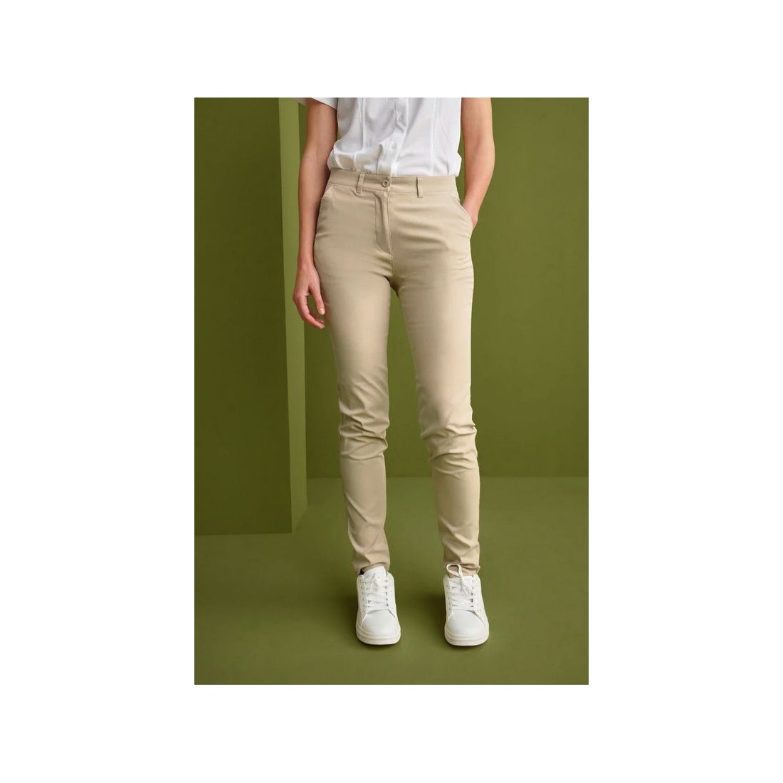 Pantalón chino mujer slim fit 'Escola hotelería de Cambrils'