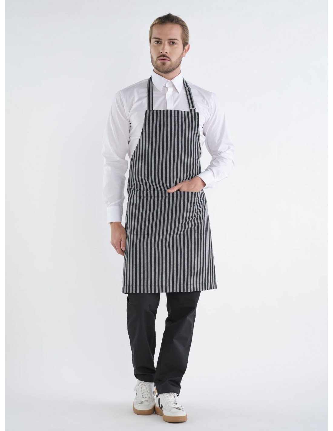 Delantal con peto rayas