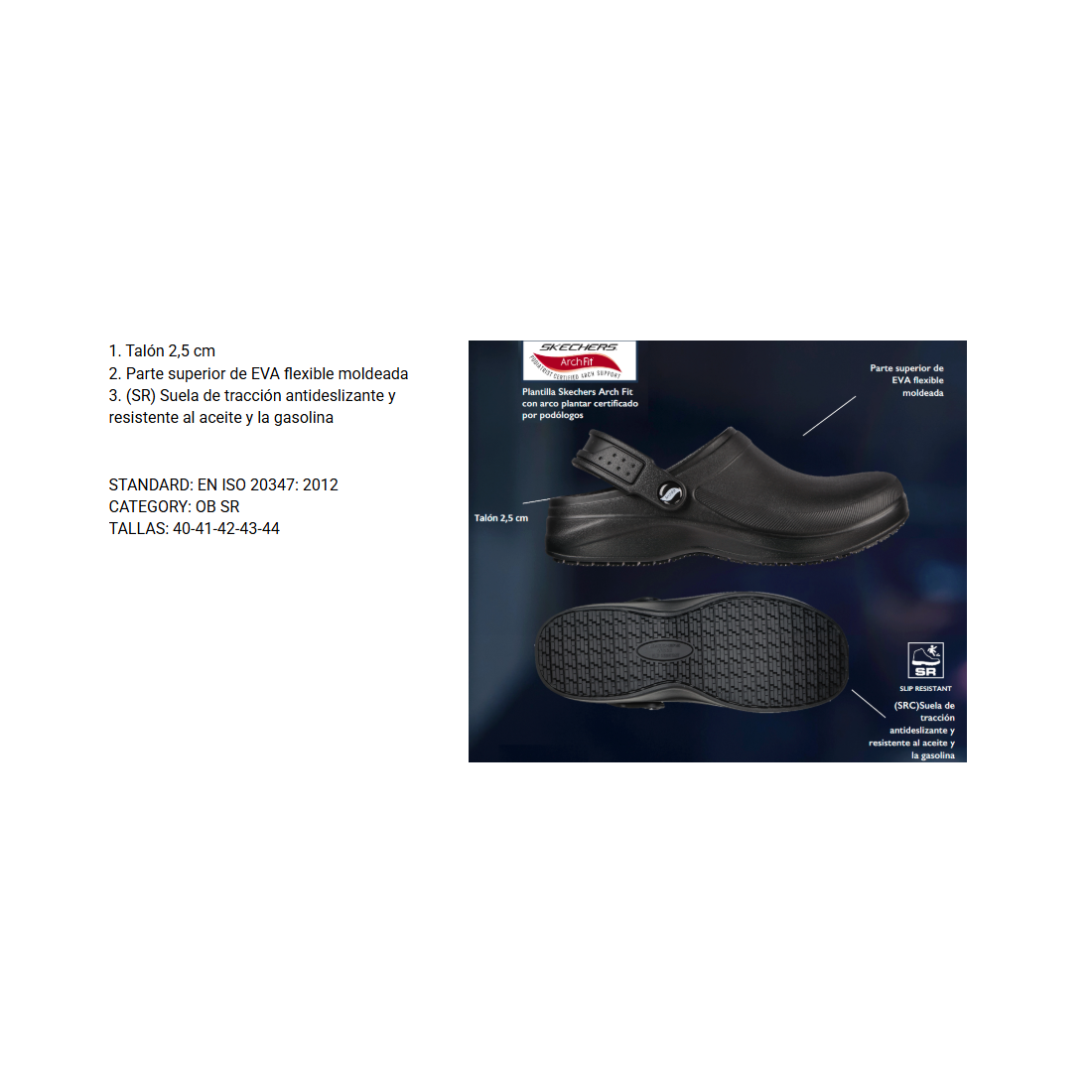 Zueco Skechers negro cab