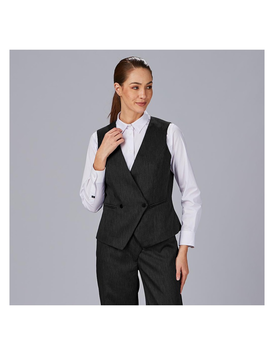 Chaleco cruzado mujer negro