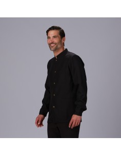 Chaqueta hombre negra boton dorado