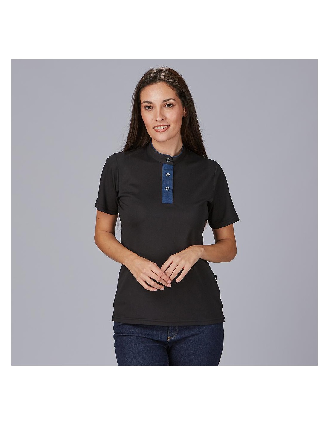 Polo mujer cuello mao tejano