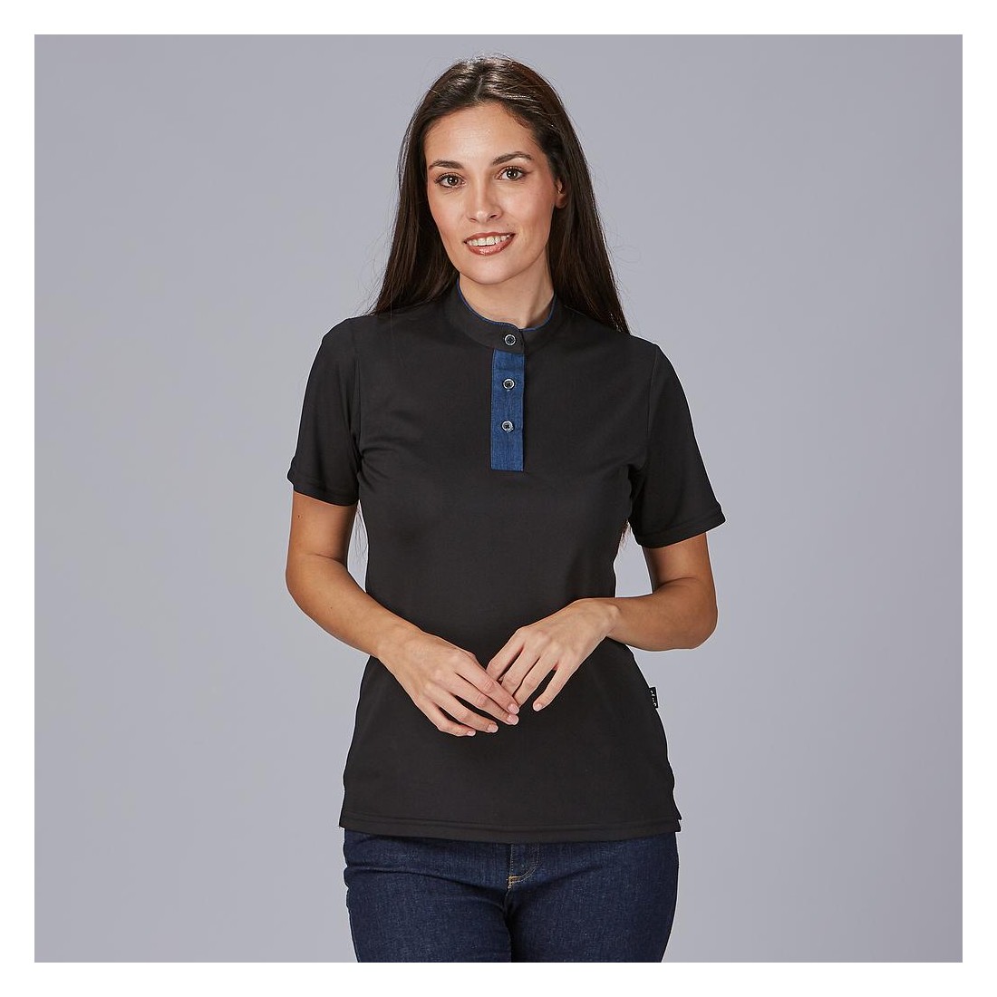 Polo mujer cuello mao tejano