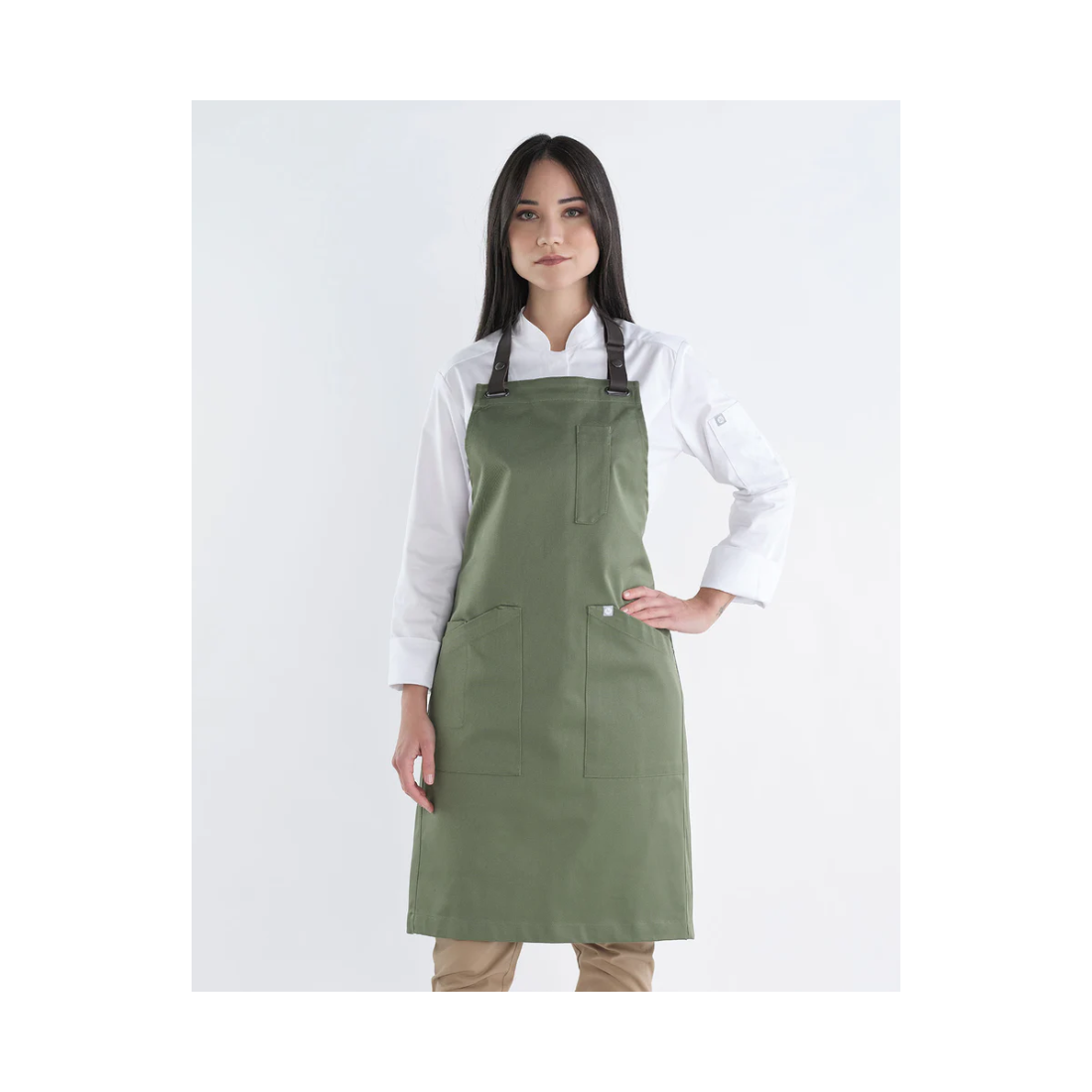 Delantal Boulevard con tira de piel